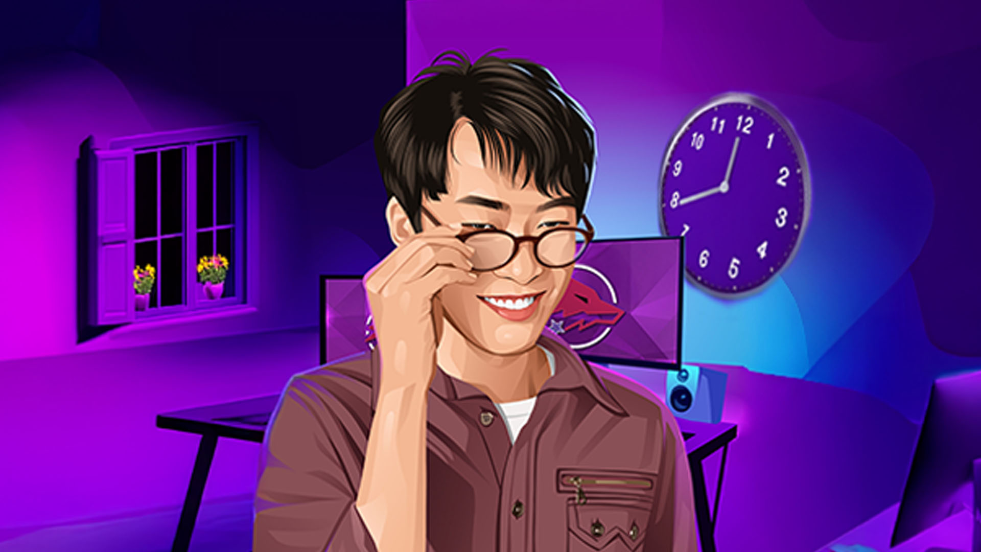 James Pilsung animted in gaming room